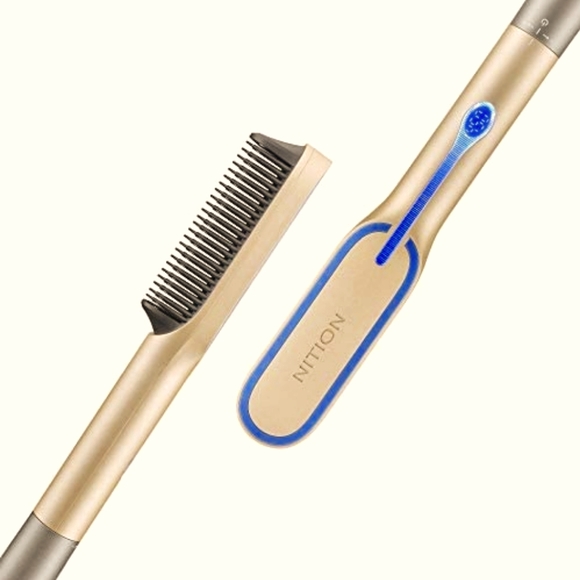 NITION Hot Hair Straightening Brush Argan Oil Tourmaline Ceramic Titanium - Picture 1 of 5